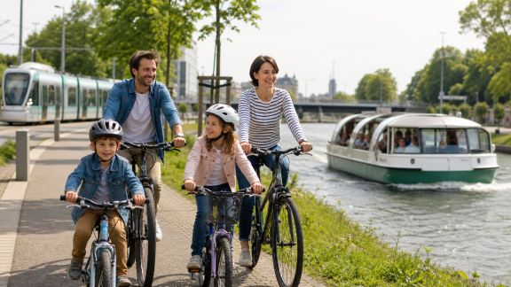 Adopter les transports doux pour voyager en famille : vélo, bateau, tram...