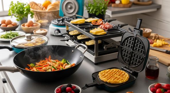 Préparer des plats familiaux à l’aide d’ustensiles originaux : wok, gaufrier, appareil à raclette...